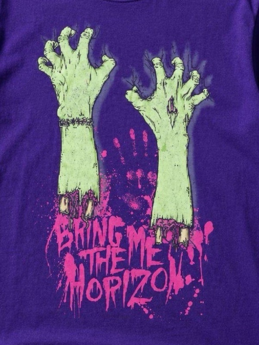 Gildan Purple Graphic Tee with Green Zombie Arms - Picture 2 of 2